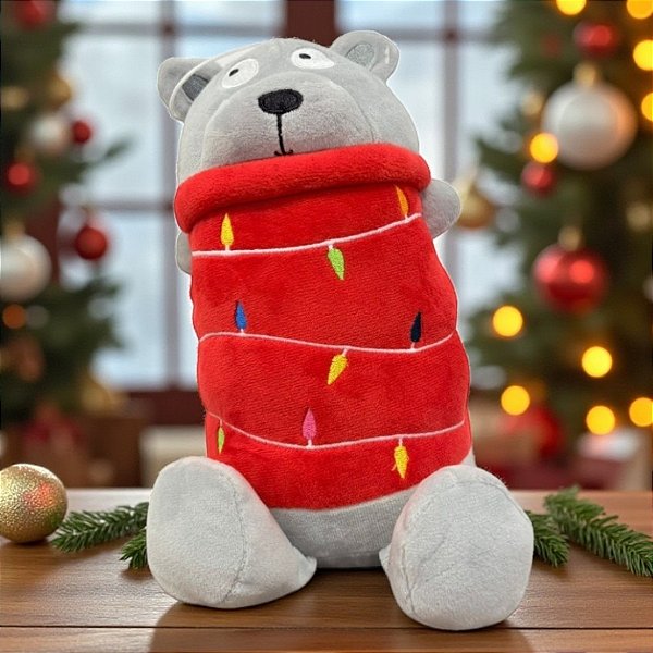 Pelúcia de Natal Urso Cinza - 10x21x12cm - 1 unidade - Rizzo