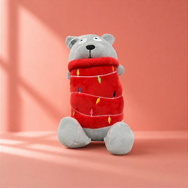 Pelúcia de Natal Urso Cinza - 10x21x12cm - 1 unidade - Rizzo