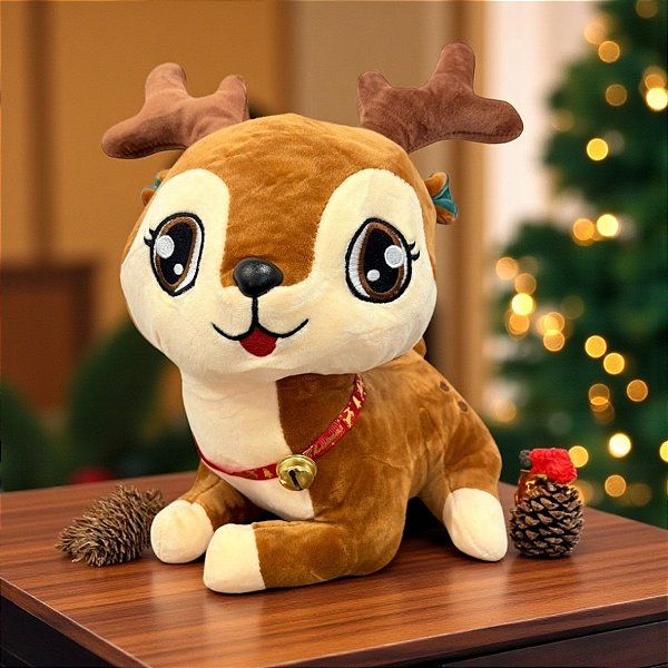 Pelúcia de Natal Rena com Sino - 17x26x21cm - 1 unidade - Rizzo