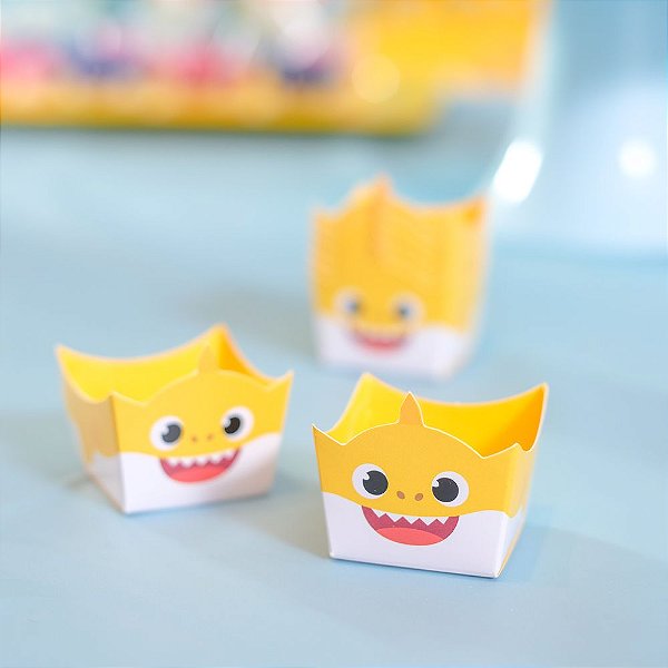 Forminha para doces Cachepot Festa Baby Shark Amarelo - 24 Unidades - Cromus - Rizzo Festas