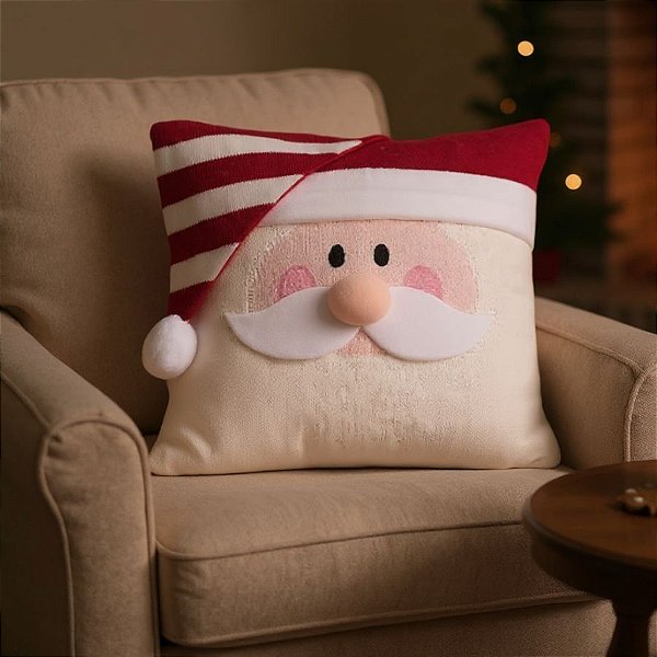 Capa para Almofada Papai Noel - Vermelho e Branco - 40cm - 1 unidade - Cromus - Rizzo