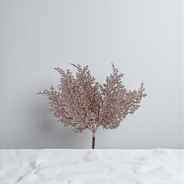 Galho Decorativo de Natal - Champagne com Glitter - 24x20x4cm - 1 unidade - Cromus - Rizzo