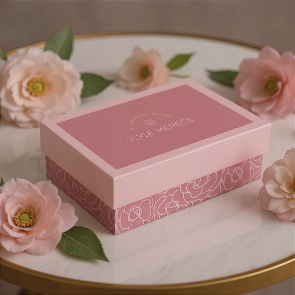 Caixa Retangular Com Tampa - Petit Camélia  - 10 unidades - Cromus - Rizzo