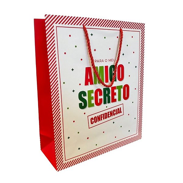 Sacola de Papel Premium - Amigo Secreto - 23x19x10cm - 1 unidade - Cromus - Rizzo