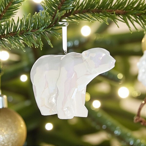 Enfeite Decorativo Para Pendurar de Natal - Urso Polar Branco - 5x3cm - 1 unidade - Cromus - Rizzo