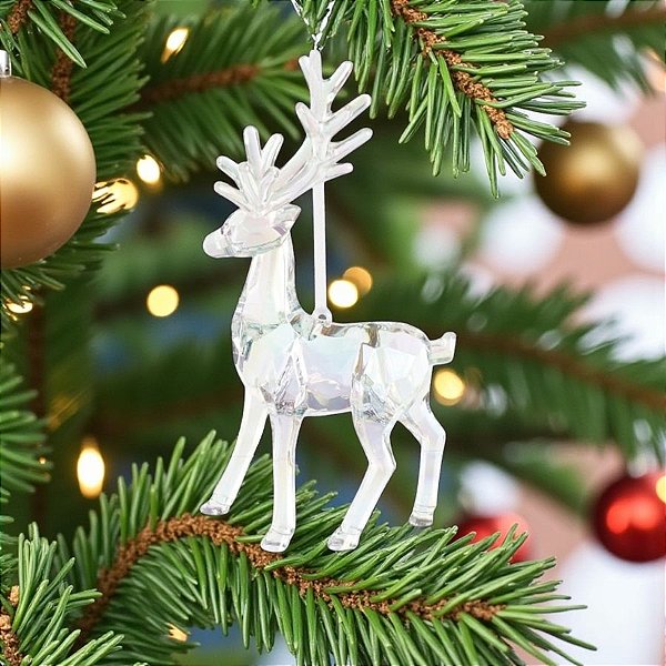 Enfeite Decorativo Para Pendurar de Natal - Rena Cristal - 15x2cm - 1 unidade - Cromus - Rizzo