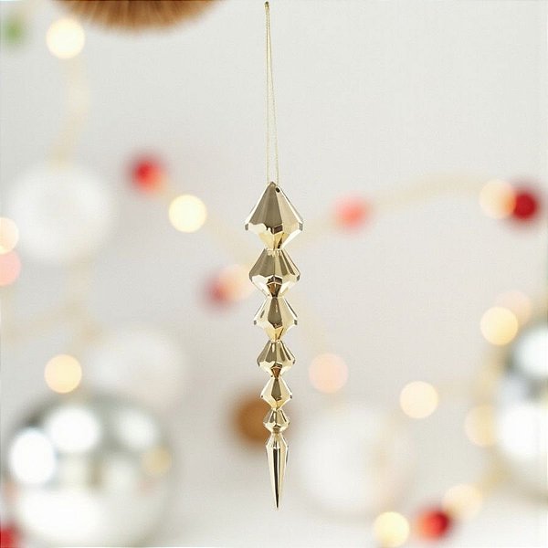 Enfeite Decorativo Para Pendurar de Natal - Estalactite Ouro - 19x3cm - 1 unidade - Cromus - Rizzo