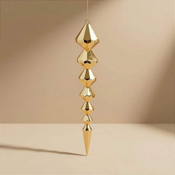 Enfeite Decorativo Para Pendurar de Natal - Estalactite Ouro - 19x3cm - 1 unidade - Cromus - Rizzo