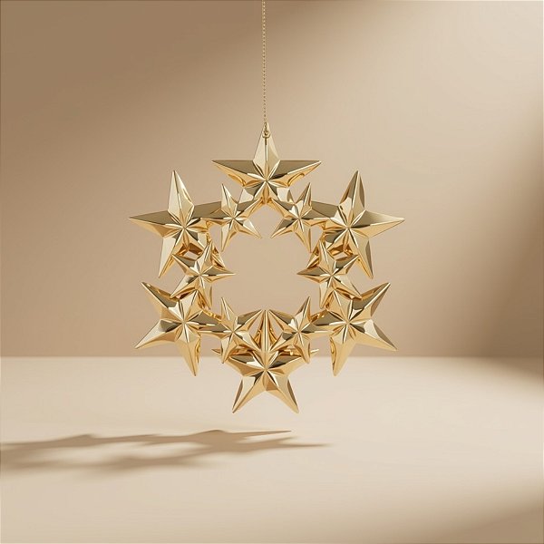 Enfeite Decorativo Para Pendurar de Natal - Guirlanda Ouro - 12x12cm - 1 unidade - Cromus - Rizzo