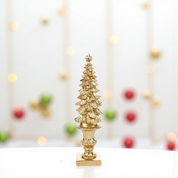 Enfeite de Natal em Resina - Árvore de Natal - Ouro - 30x8cm - 1 unidade - Cromus - Rizzo