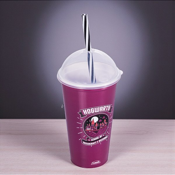 Copo Shake Harry Potter - Hogwarts - Vinho - 500ml - 1 unidade - Plasútil - Rizzo