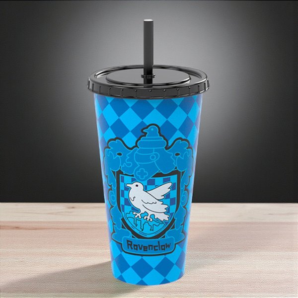 Copo de Plástico com Tampa e Canudo Ravenclaw - Harry Potter - 700ml - 1 unidade - Plasútil - Rizzo