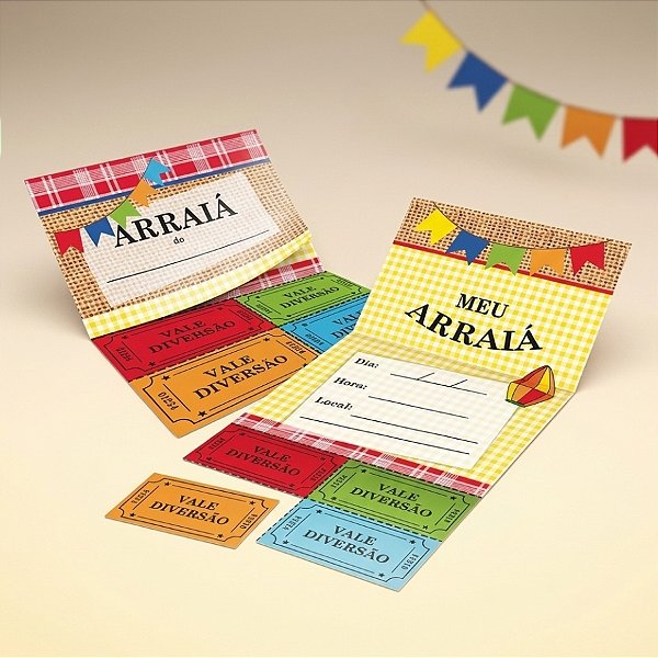 Convite Arraiá Sortido Festa Junina - 08 unidades - Cromus - Rizzo