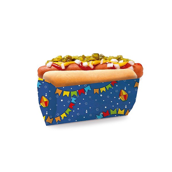 Saquinho para Hot Dog Azul 17,5x9x5cm Festa Junina - 50 unidades - Cromus - Rizzo Festas