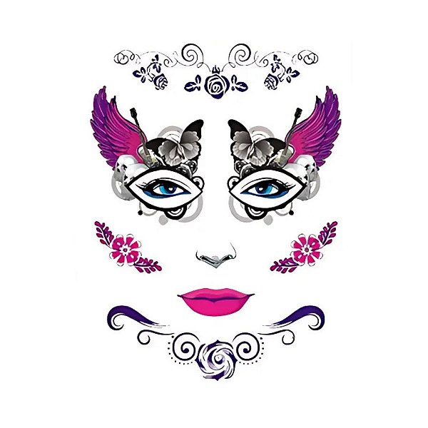 Tatuagem Temporária Para Pele - Hallowen - Rosa - 1 unidade - Rizzo