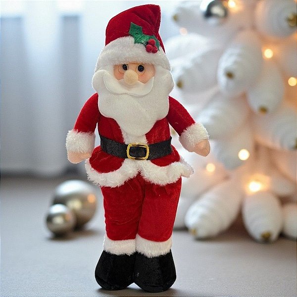 Papai Noel Decorativo em Pé de Natal - Vermelho/Branco - 40x22x8cm - 1 unidade - Cromus - Rizzo