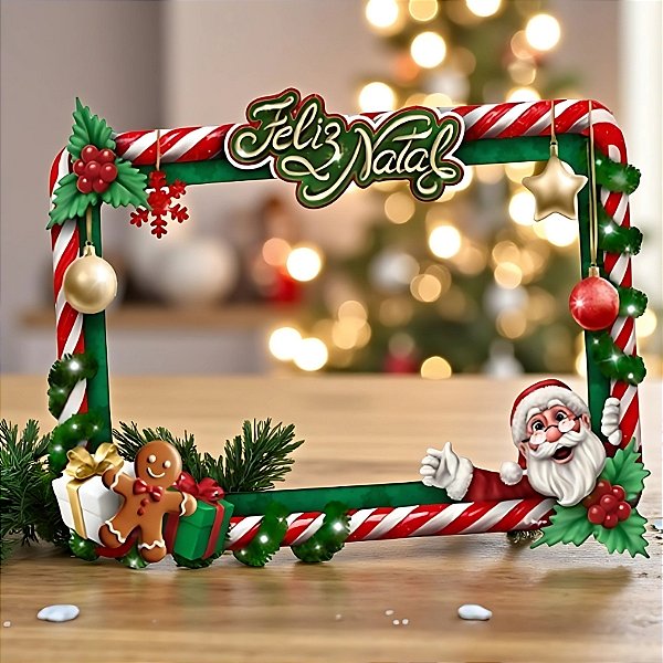 Painel Decorativo Moldura Para Foto - Feliz Natal - 62x45cm - 1 unidade - Regina - Rizzo