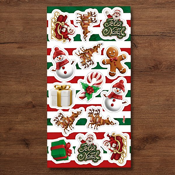 Adesivo Decorativo de Natal - Personagens Natal - 4,5x5cm - 15 unidades - Regina - Rizzo