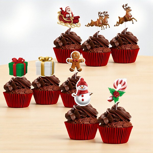 Pick Decorativo para Doces - Natal - 12x4,5cm - 8 unidades - Regina - Rizzo