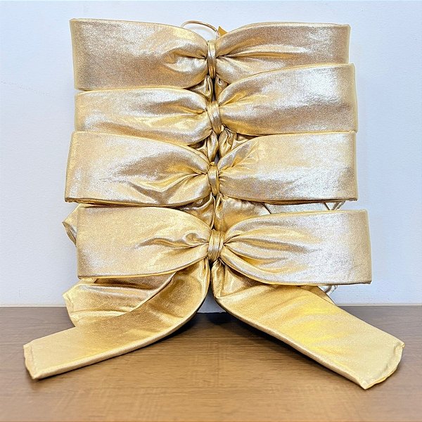Kit Laço Lamê Dourado M - 26x22x4cm - 1 unidade - Rizzo