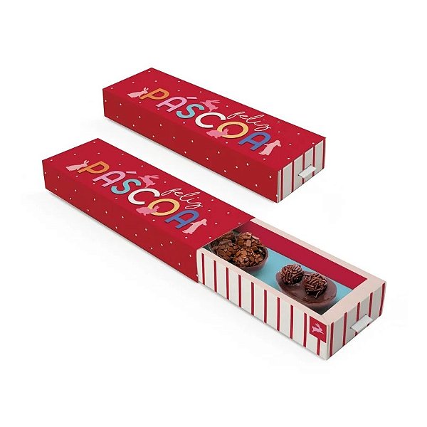 Caixa Com Puxador Para 3 Meio Ovo De 50g - Feelings - 6 unidades - Cromus - Rizzo
