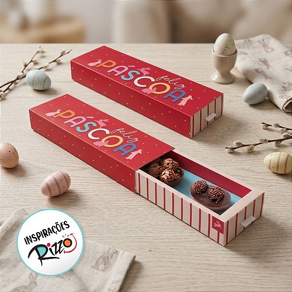 Caixa Com Puxador Para 3 Meio Ovo De 50g - Feelings - 6 unidades - Cromus - Rizzo