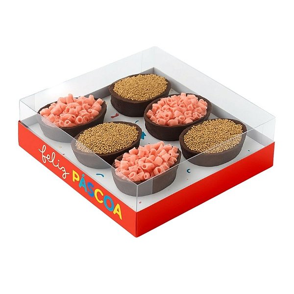 Caixa Degustação Para 6 Mini Ovos De 50g - Feelings - 16,5x15,5x6cm - 6 unidades - Cromus - Rizzo