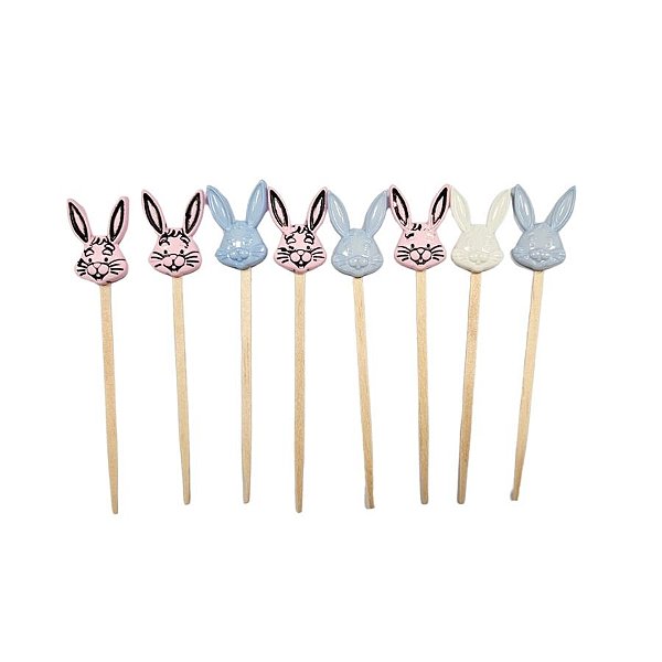 Pick Decorativo - Coelhinhos - 10,5cm - 10 unidades - Rizzo