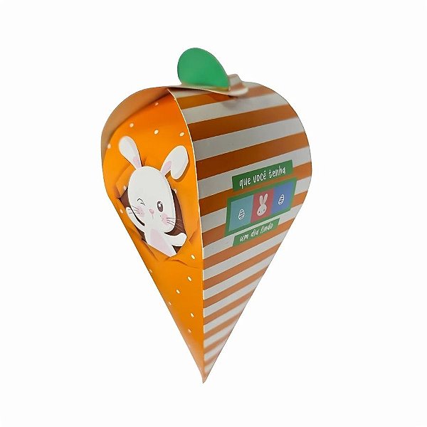 Caixa Cone Cenoura De Páscoa - Zigg - M 6x6x14cm - 10 unidades - Cromus - Rizzo