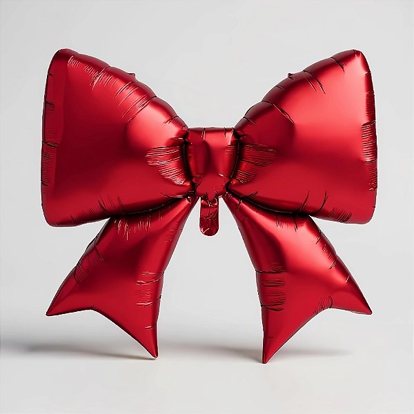 Balão de Festa Metalizado 98x75cm - Laço Vermelho - 1 unidades - Rizzo