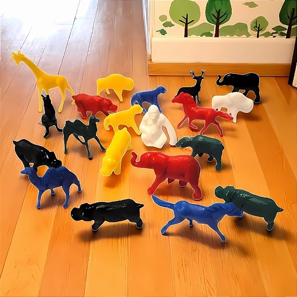 Brinquedo Kit Animais de Zoológico Sortidos - 20 Peças - 1 unidades - Rizzo