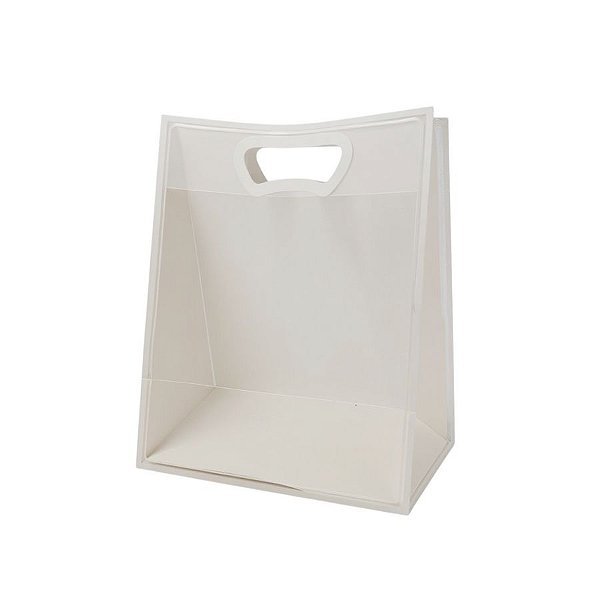Sacola Transparente Fosca Pvc Alça Plana Branca - 25x15x9cm - 10 unidades - 10 unidades - Cromus - Rizzo