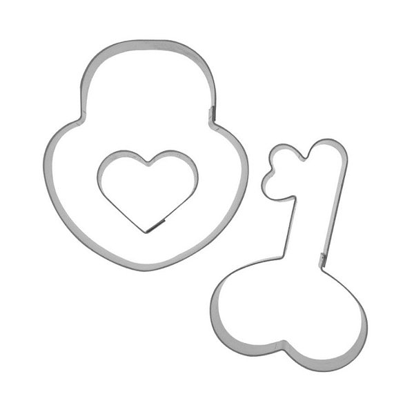Cortador Kit Namorados Cateado e Chave M Ref. 023 RR Cortadores Rizzo Confeitaria