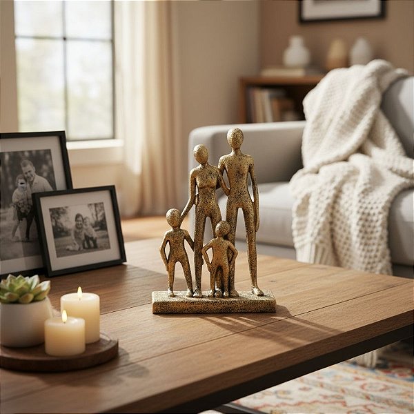 Escultura Família em Poliresina - 22x14,5cm - 1 unidade - Rizzo