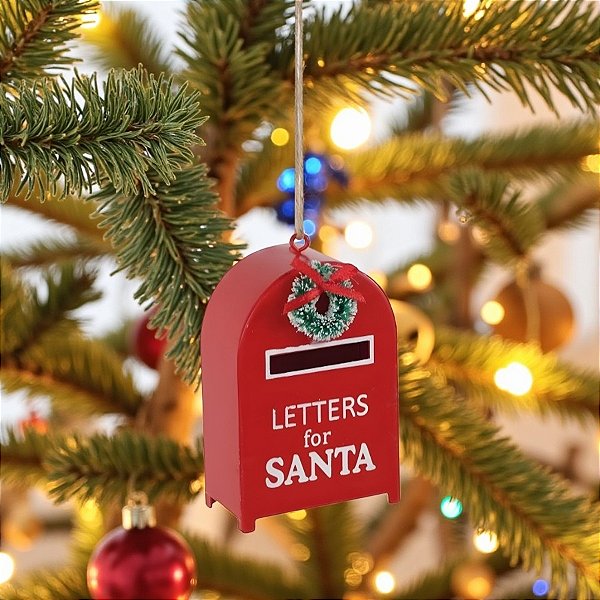 Enfeite de Pendurar de Natal - Caixa de Correio Vermelha - 9,5x6,3x3,5cm - 1 unidade - Cromus - Rizzo