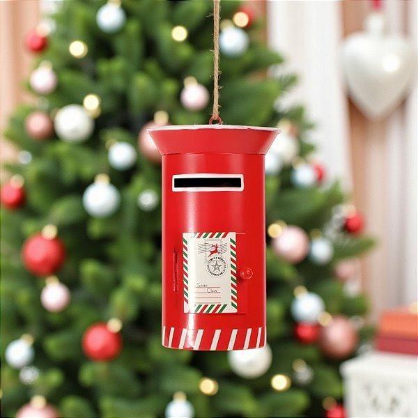 Enfeite Para Pendurar de Natal - Caixa de Correio Vermelho - 14x9cm - 1 unidade - Cromus - Rizzo