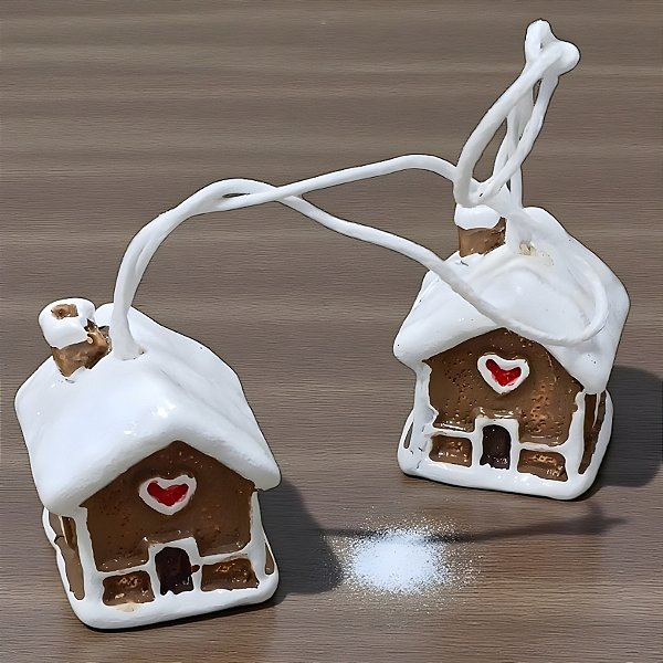 Enfeite de Pendurar de Natal - Mini Casinha Ginger - 3x2,5x2cm - 6 unidades - Cromus - Rizzo