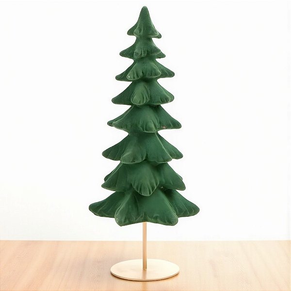 Enfeite Decorativo de Natal - Pinheiro Verde Base Dourada - 30x12,5cm - 1 unidade - Cromus - Rizzo