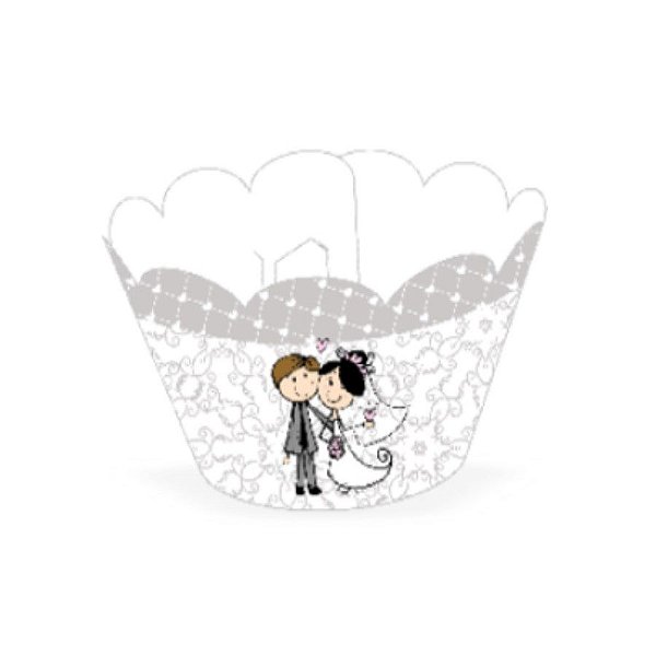 Wrapper para CupCake Tradicional Noivinhos - 12 unidades - Nc Toys