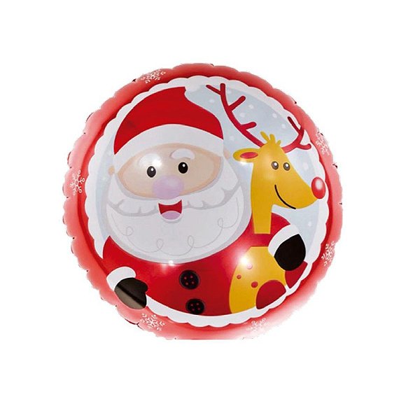 Balão Metalizado Redondo - Papai Noel - 01 Unidade - Cromus Balloons - Rizzo Balões