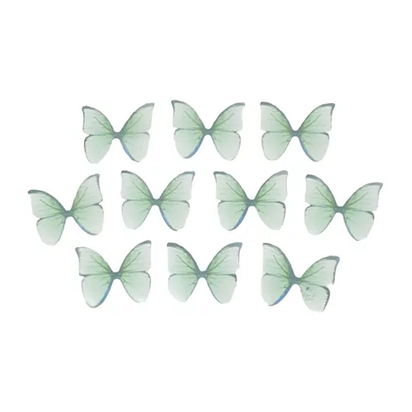 Enfeite decorativo Borboleta Tecido Verde Mesclado - 10uns - Rizzo Confeitaria