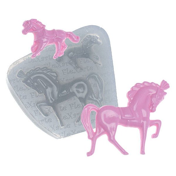 Molde de Silicone Cavalo Médio + Cavalinho Pequeno Ref. 155 Flexarte