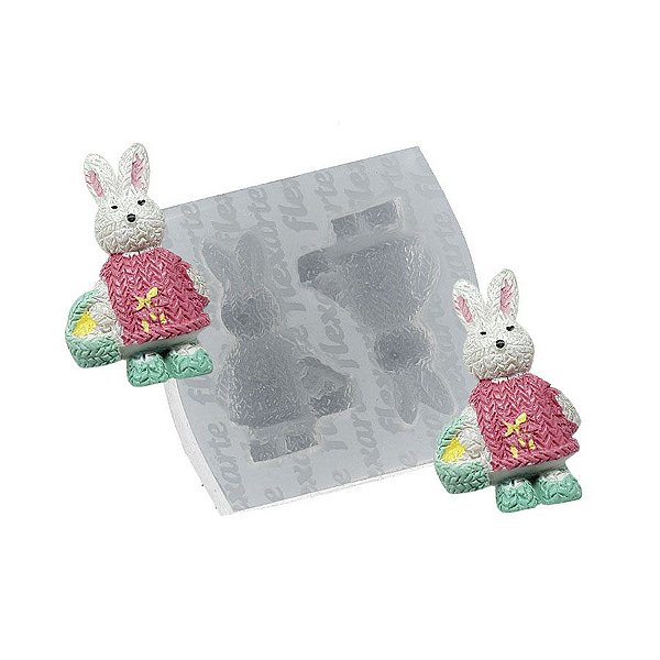 Molde de Silicone Coelhinhas c/ Cesto de Ovos Ref. 396 Flexarte