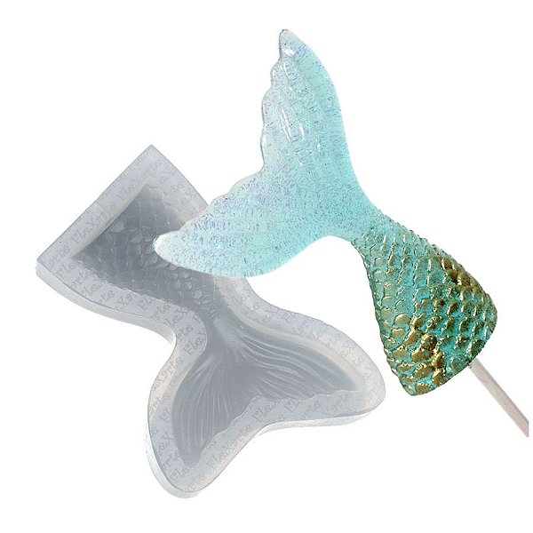 Molde de Silicone Pirulito Cauda de Sereia Ref. 166 Flexarte