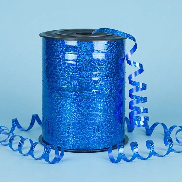 Fitilho para Balão 11mmX450m - Holográfico Azul - 01 Unidade - Cromus Balloons - Rizzo Balões