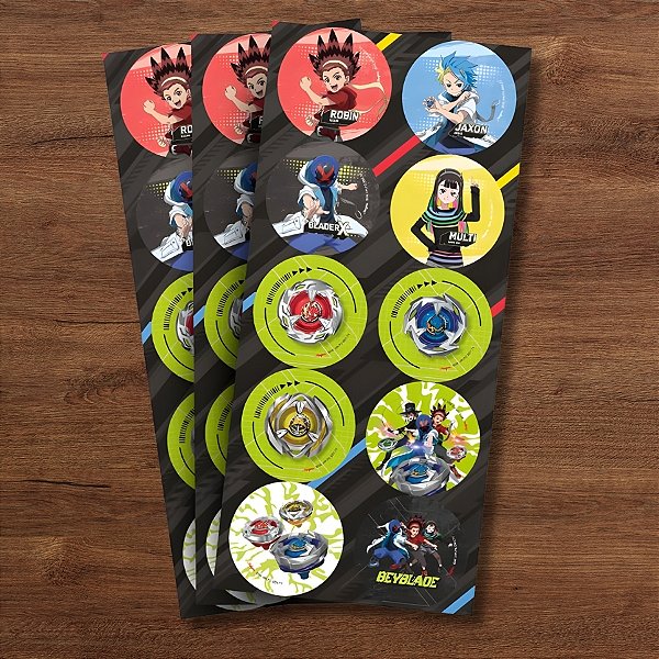 Adesivo Redondo - Beyblade X - 4x4cm - 30 unidades - Regina - Rizzo