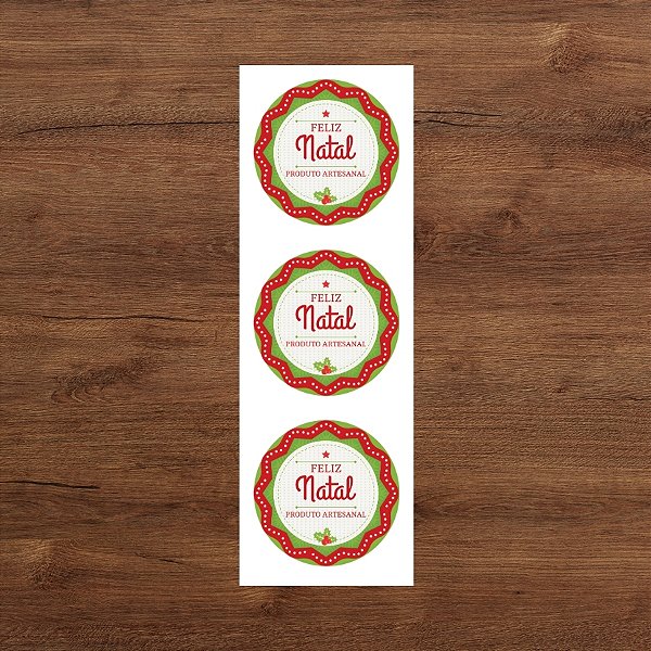 Etiqueta Adesiva Feliz Natal - Produto Artesanal - 60 unidades - Rizzo