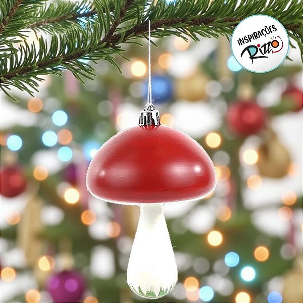Enfeite Para Pendurar de Natal - Cogumelo Vermelho/Branco - 20cm - 4 unidades - Cromus - Rizzo
