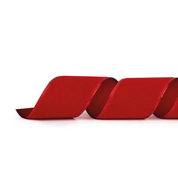 Fita Aramada Decorativa de Natal - Veludo Vermelho - 6,3cm x 9,14m - 1 unidade - Cromus - Rizzo