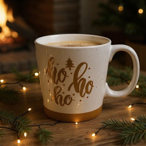 Caneca de Ceramica de Natal - Ho Ho Ho - 550ml - 1 unidade - Rizzo